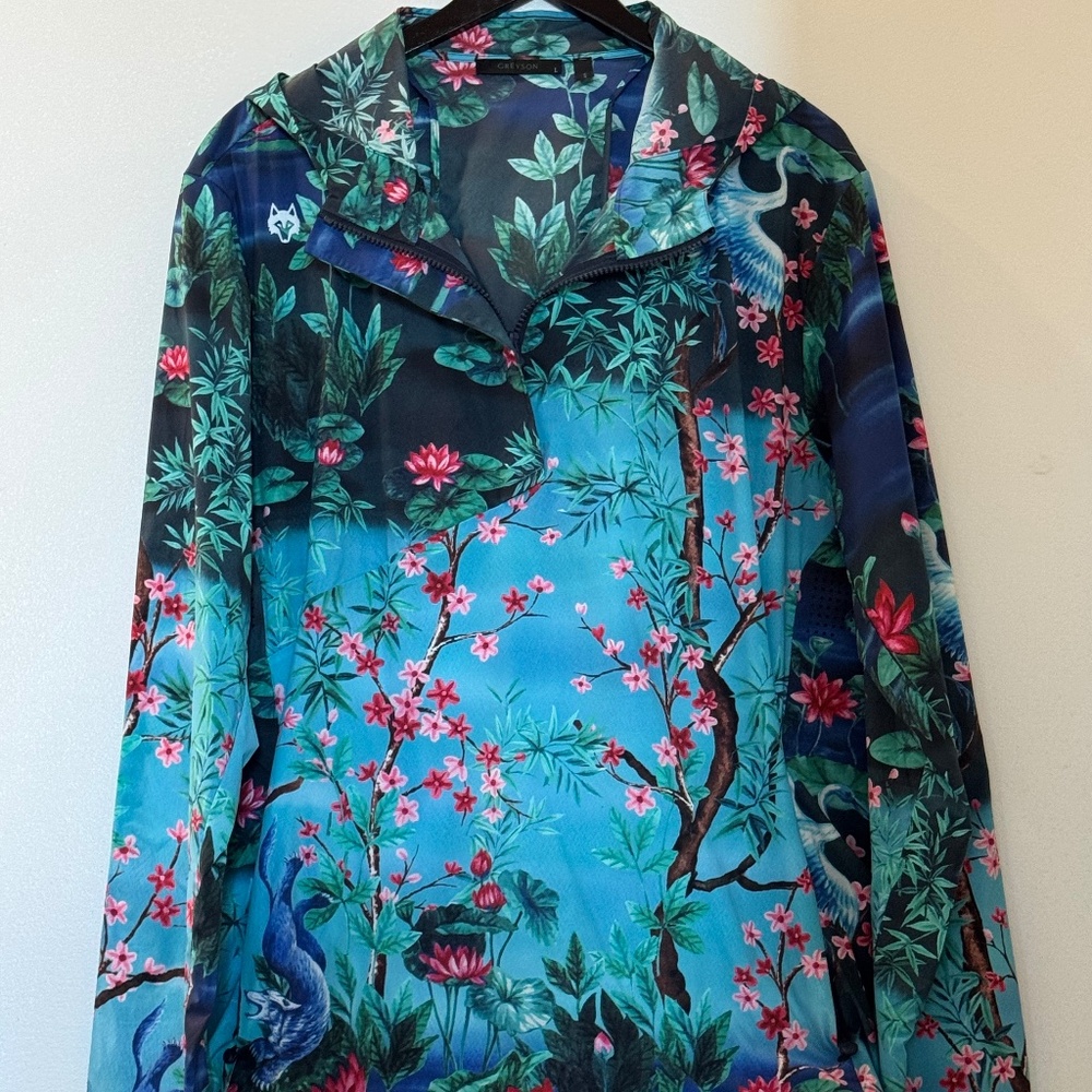 GREYSON Floral Hooded Windbreaker Size L